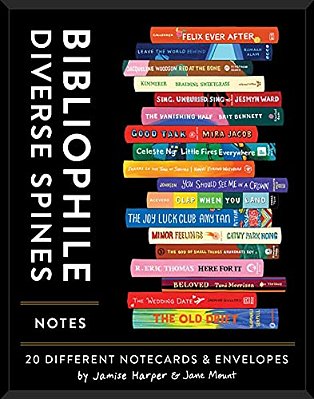 Bibliophile Diverse Spines Notes: 20 Different Notecards & Envelopes-..