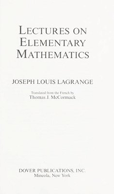 Lectures On Elementary Mathematics-..