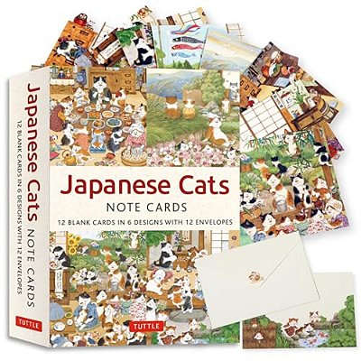 Japanese Cats - 12 Blank Note Cards: In 6 Original Illustrations By Setsu Broderick With 12 Envelopes In A Keepsake Box-..