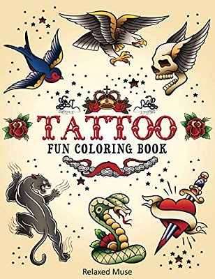 Tattoo Fun Coloring Book-..