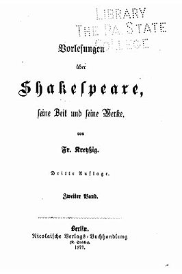 Vorlesungen Uber Shakspeare, Seine Zeit Und Seine Werke-..