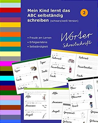 Mein Kind Lernt Das Abc Selbständig Schreiben: Wörter Schreibschrift - Schwarz/Weiß Version-..