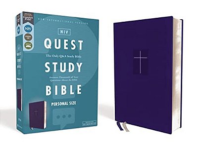 Niv, Quest Study Bible, Personal Size, Leathersoft, Blue, Comfort Print: The Only Q And A Study Bible-..