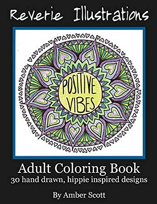 Adult Coloring Book: 30 Hand Drawn, Hippie Inspired Designs-..