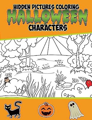 Hidden Pictures Coloring Halloween Characters: Hidden Picture Books For Children-..