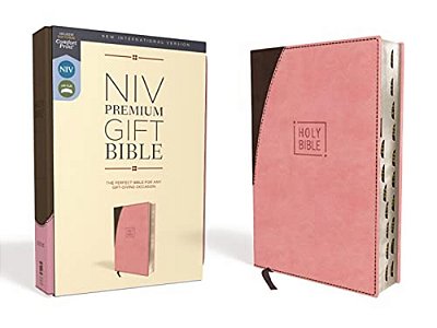 Niv, Premium Gift Bible, Leathersoft, Pink/Brown, Red Letter Edition, Indexed, Comfort Print-..