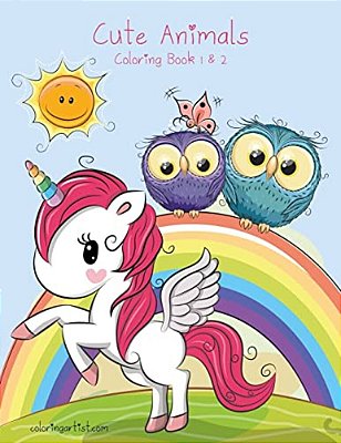 Cute Animals Coloring Book 1 & 2-..