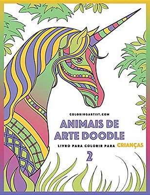 Livro Para Colorir De Animais De Arte Doodle Para Crianças 2-..