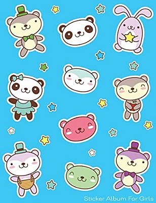 Sticker Album For Girls: 100 Plus Pages For Permanent Sticker Collection, Activity Book For Girls, Blue - 8.5 By 11-..
