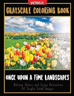 Once Upon A Time Landscapes: Grayscale Coloring Book Relieve Stress And Enjoy Relaxation 24 Single Sided Images-..