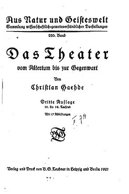 Das Theater Vom Altertum Bis Zur Gegenwart-..