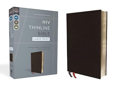 Niv, Thinline Bible, Large Print, Bonded Leather, Black, Red Letter Edition-..