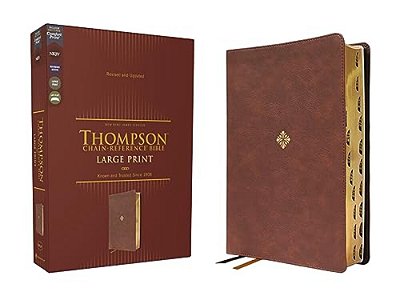 Nkjv, Thompson Chain-Reference Bible, Large Print, Leathersoft, Brown, Red Letter, Thumb Indexed, Comfort Print-..