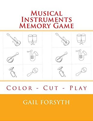 Musical Instruments Memory Game: Color - Cut - Play-..