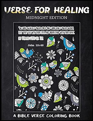 Verse For Healing Midnight Edition: A Bible Verse Coloring Book For Adults, Chalk Board Style, For Prayer-..