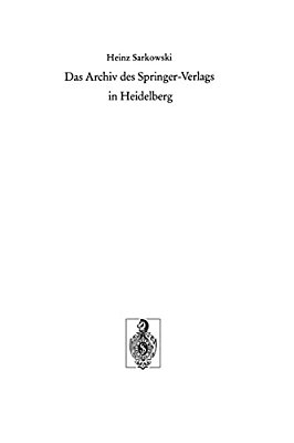 Das Archiv Des Springer-Verlags In Heidelberg-..