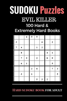Sudoku Puzzles Book, Hard And Extremely Difficult Games For Evil Genius: 100 Puzzles (1 Puzzle Per Page), Sudoku Books With Two Level, Brain Training-..