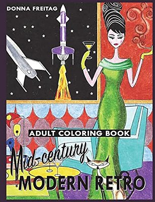 Mid-Century Modern Retro Adult Coloring Book-..