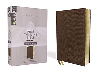 Nasb, Thinline Bible, Large Print, Passaggio Setting, Leathersoft, Brown, Red Letter, 1995 Text, Comfort Print: Elegantly Uniting Single And Double Co-..