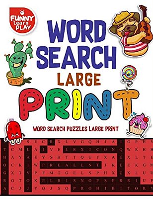 Word Search Large Print Game, Fun Game For Kids And Adults: Word Search Puzzles Large Print, Elevating Brain Skills, Entertainment For Kids & Elders-..