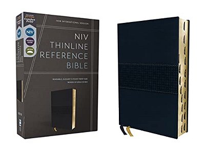 Niv, Thinline Reference Bible (Deep Study At A Portable Size), Leathersoft, Navy, Red Letter, Thumb Indexed, Comfort Print-..