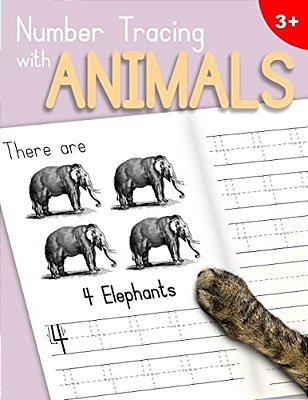 Number Tracing With Animals: Learn The Numbers - Number And Counting Practice Workbook For Children In Preschool And Kindergarten - Lilac-Peach Cov-..