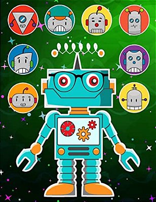 Robots Sticker Album 2 For Boys: 100 Plus Pages For Permanent Sticker Collection, Activity Book For Boys - 8.5 By 11-..