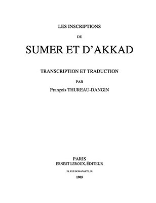 Les Inscriptions De Sumer Et D'Akkad-..
