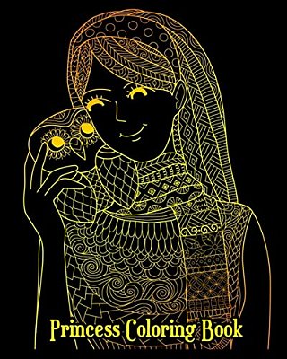 Princess Coloring Book: Stress Relieving Cute Princess Designs, Gorgeous Princess Drawings (Perfect For Beginners)-..