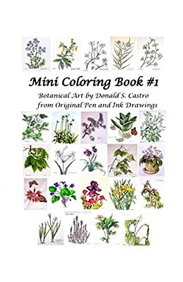 Mini Botanical Art Coloring Book: Pen & Ink Drawings-..