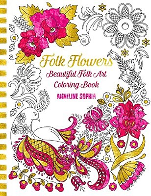 Folk Flowers: Beautiful Folk Art Coloring Book-..