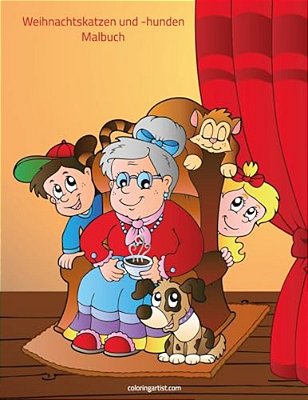 Malbuch Mit Weihnachtskatzen Und -Hunden 1-..