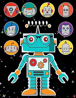 Robots Sticker Album 2 For Boys: 100 Plus Pages For Permanent Sticker Collection, Activity Book For Boys - 8.5 By 11-..
