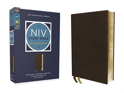 Niv Study Bible, Fully Revised Edition (Study Deeply. Believe Wholeheartedly.), Genuine Leather, Calfskin, Brown, Red Letter, Comfort Print-..