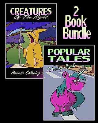 Creatures Of The Night & Popular Tales - Coloring Book (2 Book Bundle)-..
