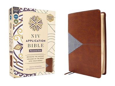 Niv Application Bible, Personal Size, Leathersoft, Brown/Blue, Red Letter, Comfort Print: Bringing The Ancient Message Of The Bible Into Your World-..