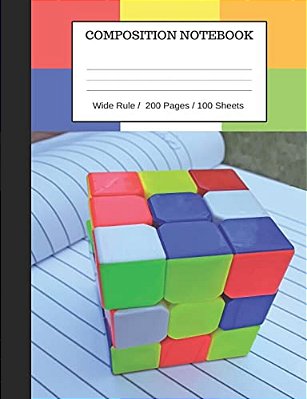 Puzzle Cube Notebook: Composition Wide Ruled Notebook, 200 Pages/100 Sheets-..