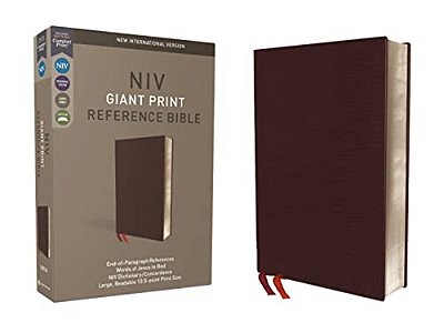 Niv, Reference Bible, Giant Print, Bonded Leather, Burgundy, Red Letter Edition, Comfort Print-..