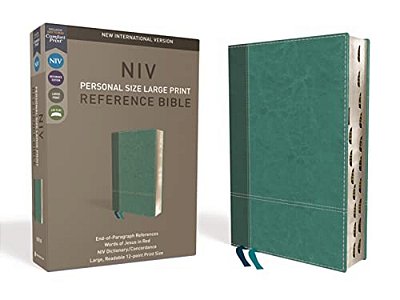 Niv, Personal Size Reference Bible, Large Print, Imitation Leather, Blue, Indexed, Red Letter Edition, Comfort Print-..