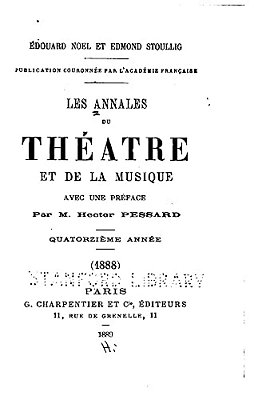 Les Annales Du Théâtre Et De La Musique-..