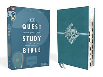 Niv, Quest Study Bible, Leathersoft, Blue, Indexed, Comfort Print: The Only Q And A Study Bible-..