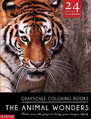 The Animal Wonders: Grayscale Coloring Books: Color Over The Gray To Bring Your Images Lifely With 24 Stunning Grayscale Images-..