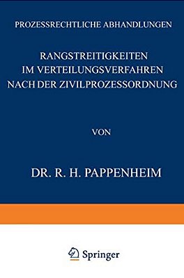 Rangstreitigkeiten Im Verteilungsverfahren Nach Der Zivilprozessordnung-..