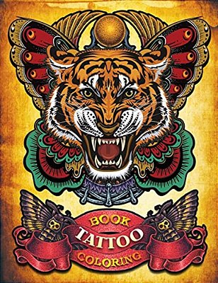 Tattoo Coloring Book: Hand-Drawn Set Of Old School Tattoos Coloring Book (Relaxing, Inspiration)-..