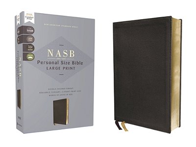 Nasb, Personal Size Bible, Large Print, Genuine Leather, Calfskin, Black, Red Letter, 1995 Text, Comfort Print-..