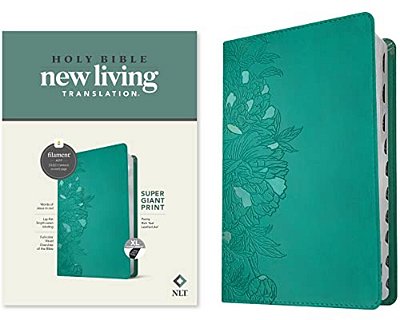 Nlt Super Giant Print Bible, Filament Enabled (Leatherlike, Peony Rich Teal, Indexed, Red Letter)-..