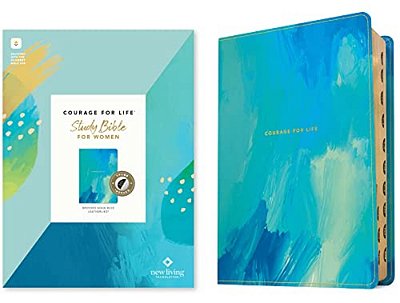 Nlt Courage For Life Study Bible For Women, Filament Enabled (Leatherlike, Brushed Aqua Blue, Indexed)-..