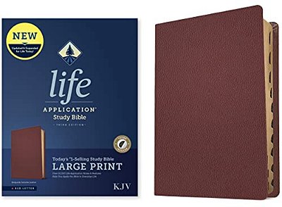 Kjv Life Application Study Bible, Third Edition, Large Print (Genuine Leather, Burgundy, Indexed, Red Letter)-..