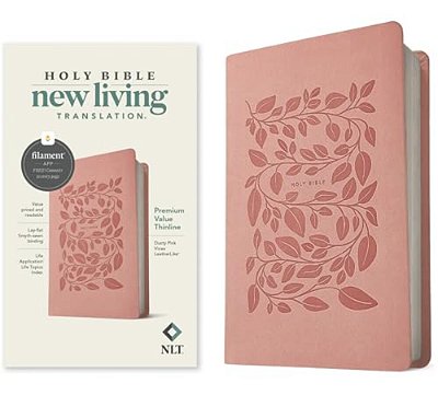 Nlt Premium Value Thinline Bible, Filament Enabled (Leatherlike, Dusty Pink Vines)-..