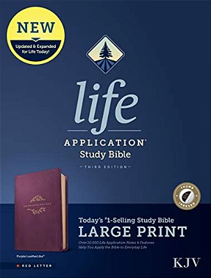 Kjv Life Application Study Bible, Third Edition, Large Print (Leatherlike, Purple, Indexed, Red Letter)-..